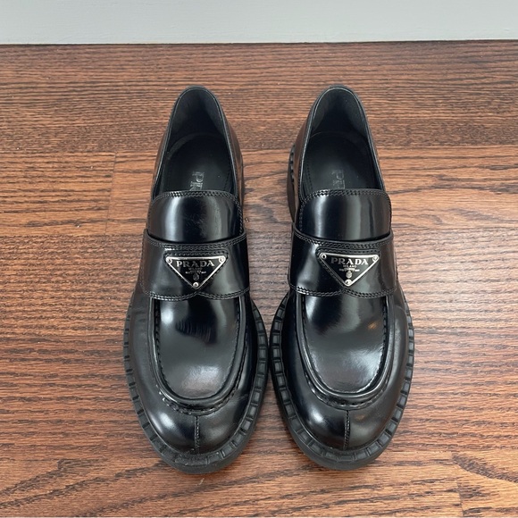 Prada Shoes - Prada Women’s Black Leather Logo Loafers